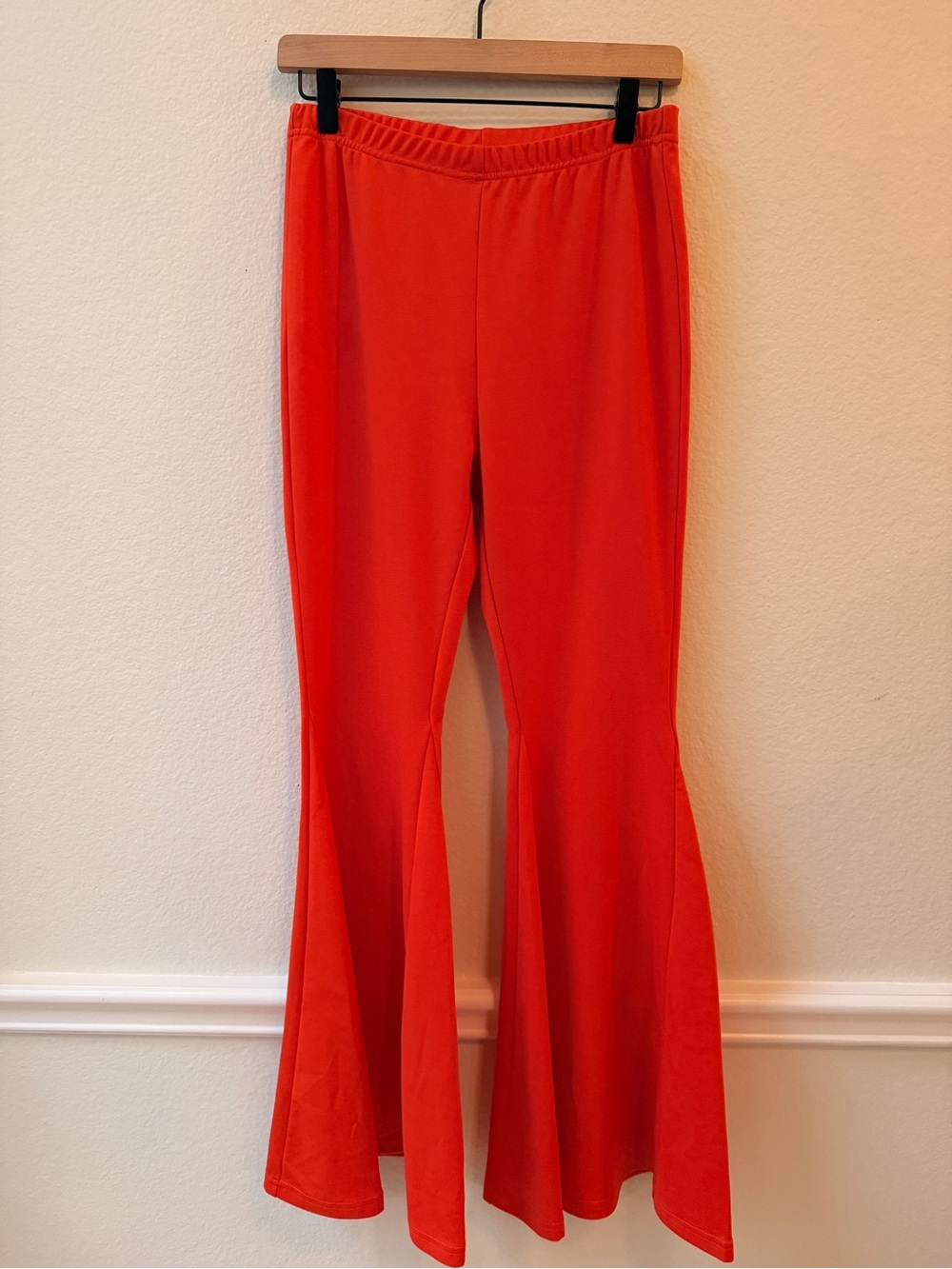 SHEIN Red Orange Flare Pants Y2K Stretch Bell Bottom Disco Pants Festival Rave M